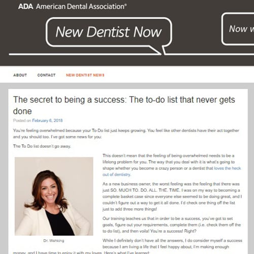 ADA New Dentist Blog February 2018: The secret to being a success: The to-do list that never gets done